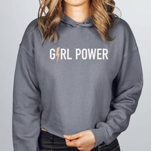 Load image into Gallery viewer, Girl Power Lightning Bolt Crop Hoodie